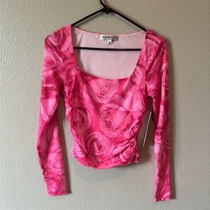 Madden Girl Pink Fitted Ruched Bodysuit